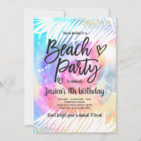 Beach Party Birthday Pink Gefärbte Krawatte Girl B