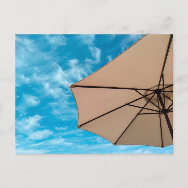 Beach Party Blues Sonne Ozean Schirm Pop Farbe Postkarte (Vorderseite)