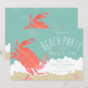 Beach Party Crab Sand Ocean Waves Einladung
