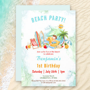 Beach Party Été 1er anniversaire Invitation de gar