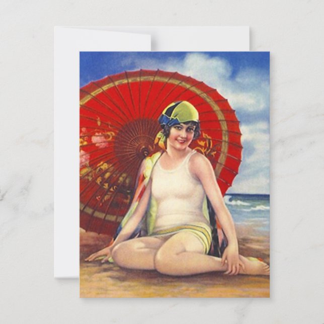 Beach Party Flapper Era Style Cloche Einladung (Vorderseite)
