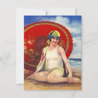 Beach Party Flapper Era Style Cloche Einladung