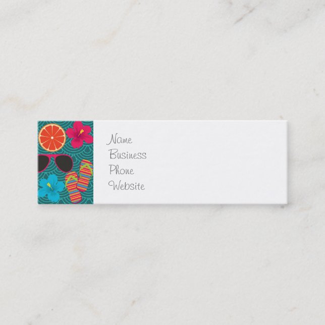 Beach Party Flip Flops Sonnenbrille Beach Ball Blu Mini Visitenkarte (Vorderseite)