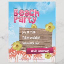 Beach Party Flyer - einseitig, vollständig anpassb