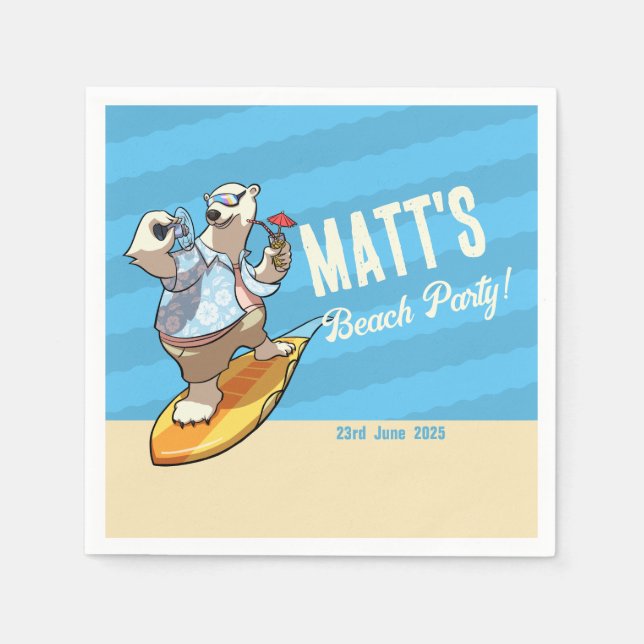 Beach Party Fügen Sie Ihren Namen Cool Surfpolar B Serviette (Vorderseite)