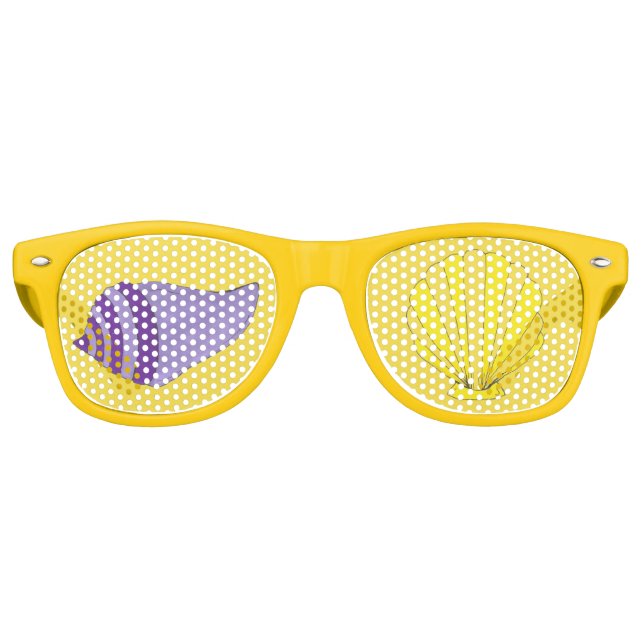 Beach Party Muscheln Seashells Gelb Lila Partybrille (Vorderseite)