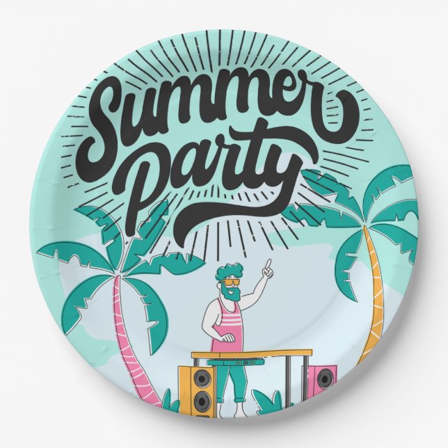 Beach Party Paper Teller - Tropical Luau zur Verfü (Vorderseite)