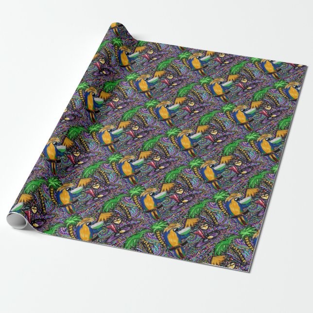Beach Party Parrot Geschenkpapier (Ungerollt)