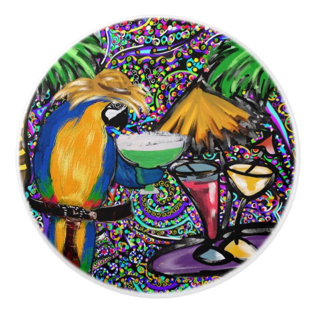 Beach Party Parrot Keramikknauf (Vorderseite)