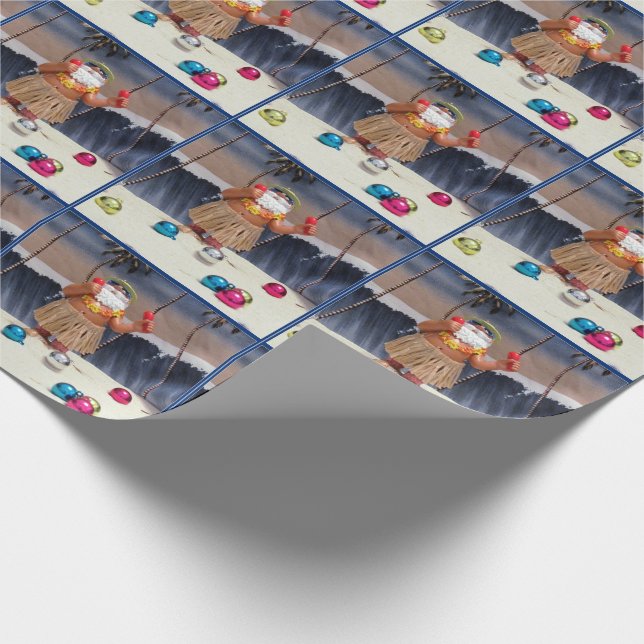 Beach Party Santa - Weihnachts-Umschlagpapier Geschenkpapier (Ecke)