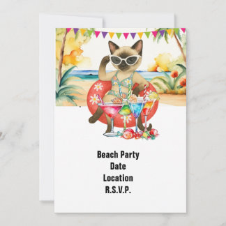 Beach Party Siamese Cat Beach Tropical Summer Einladung