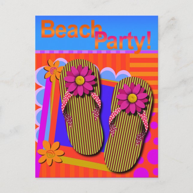 Beach Party Sommerspass Einladung Postkarte (Vorderseite)
