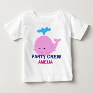 Beach Party T - Shirt, Rosa Whale Grafik T - Shirt