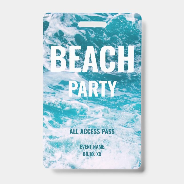 Beach Party VIP All Access Summer Party Ausweis (Vorderseite)