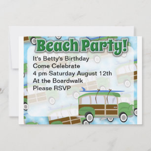 Beach Party Woodie Wagon Einladung