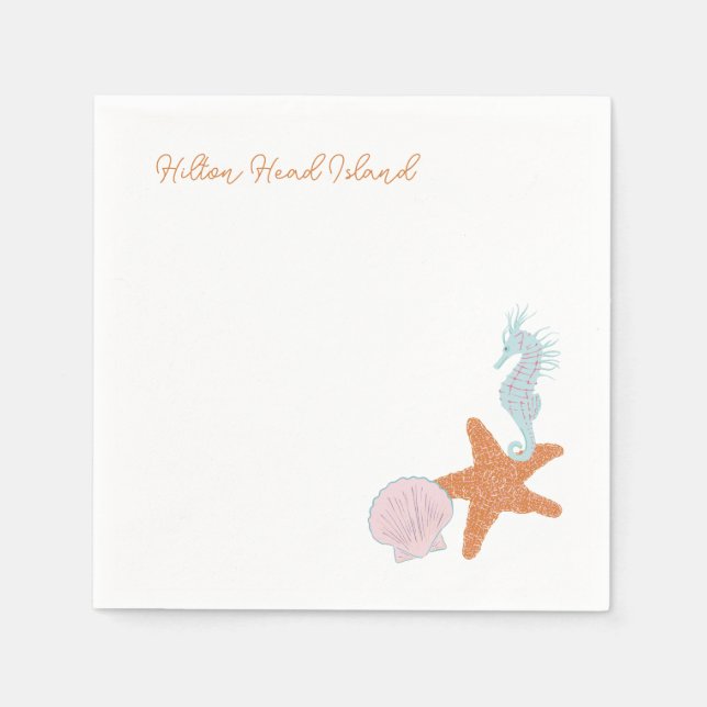 Beach Pastel Drawing Cocktail Servietten (Vorderseite)