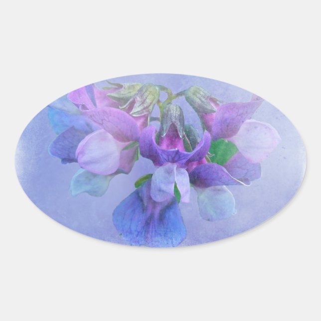 Beach Pea Blume Ovaler Aufkleber (Vorderseite)