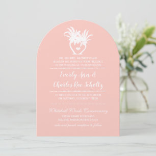 Beach Peach Blush Palm Tree Zielort Einladung