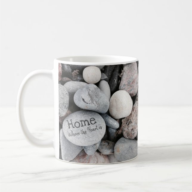 Beach Pebble Nature Zuhause ist das Herz Kaffeetasse (Links)