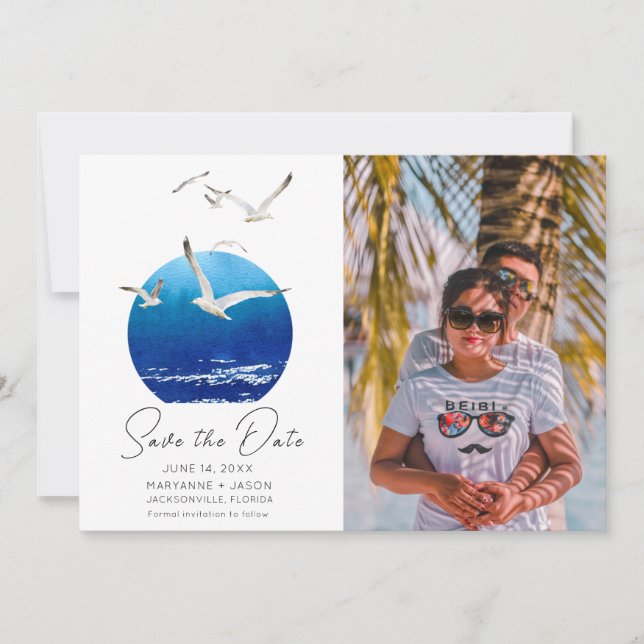 Beach Photo Coastal Wedding Save The Date (Vorderseite)