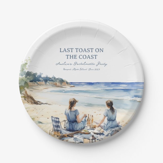 Beach Picnic Bachelorette Letzten Toast an der Küs Pappteller (Vorderseite)