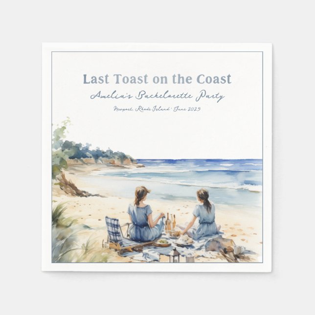 Beach Picnic Bachelorette Letzten Toast an der Küs Serviette (Vorderseite)