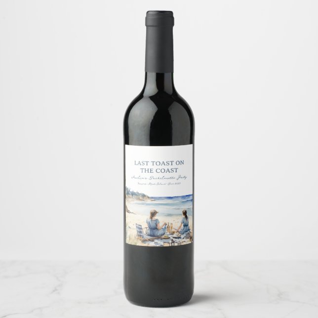 Beach Picnic Bachelorette Letzten Toast an der Küs Weinetikett (Vorderseite)