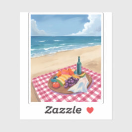 Beach Picnic | Ocean Shore Painting Art Aufkleber