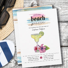 Beach Picnic Sundowner Margarita Hibiskus Geburtst Einladung