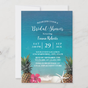 Beach Pineape Starfish Luau Brautparty Einladung