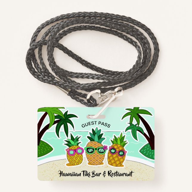 Beach Pineapes benutzerdefinierte Text-Party-Abzei Ausweis (Vorderseite mit Schlüsselband)