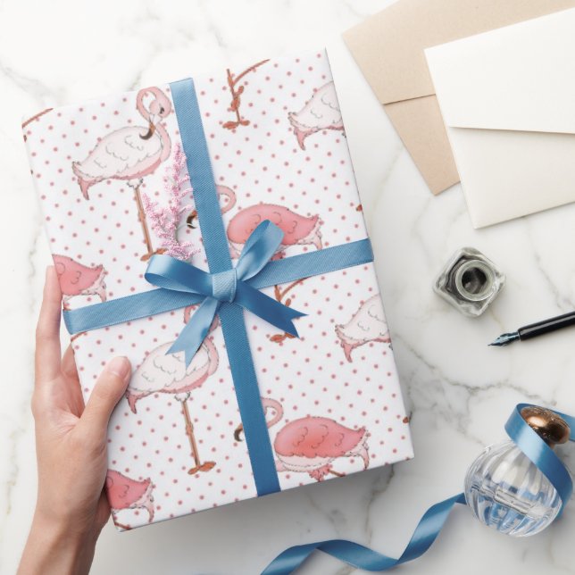 Beach Pink Flamingo Muster Packpapier (Schenken)