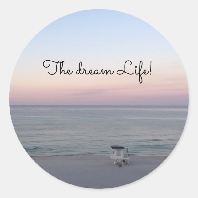 Beach Pink Ocean Sunrise Foto Traum Runder Aufkleber (Vorderseite)