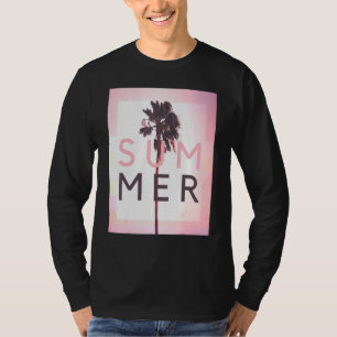 Beach Pink Palm Tree Sommerurlaub Surfen T-Shirt