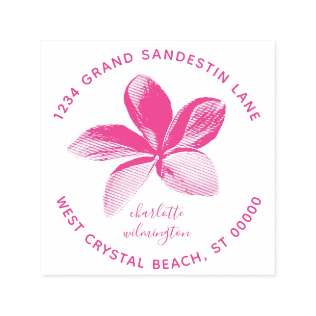 Beach Plumeria Bloral Erstellen Sie Ihre eigene Rü Permastempel (Design)