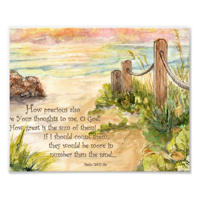 Beach Post Sunrise- Psalm 139:17-18a Fotodruck (Vorne)