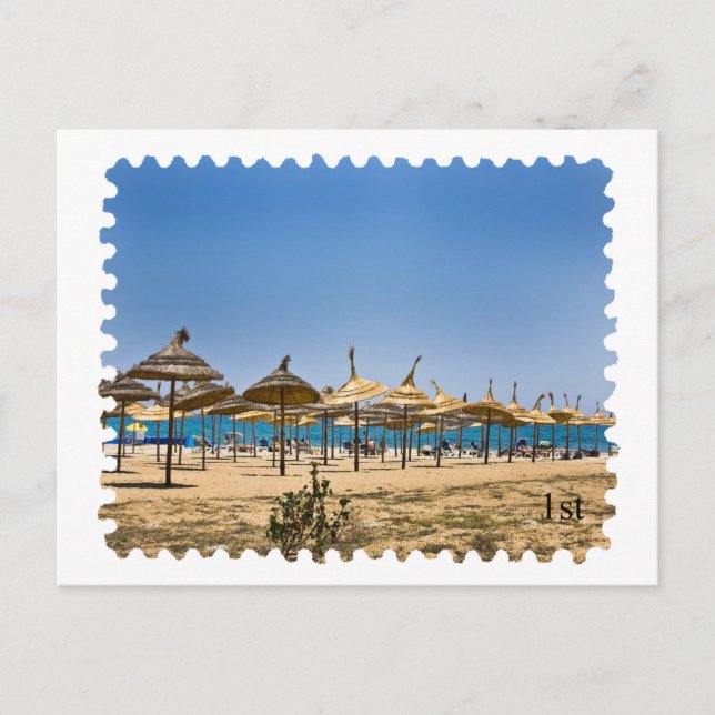 Beach Postage Briefmarke Postkarte (Vorderseite)