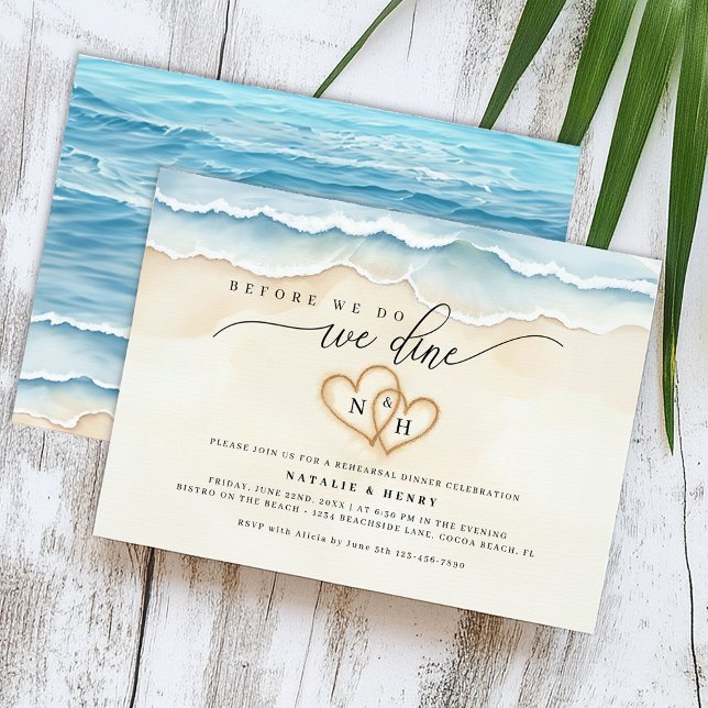 Beach Probe Dinner Einladung (Beach Wedding Rehearsal Dinner Invite)