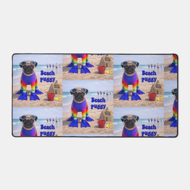 Beach Puggy Schreibtischunterlage (Vorderseite)