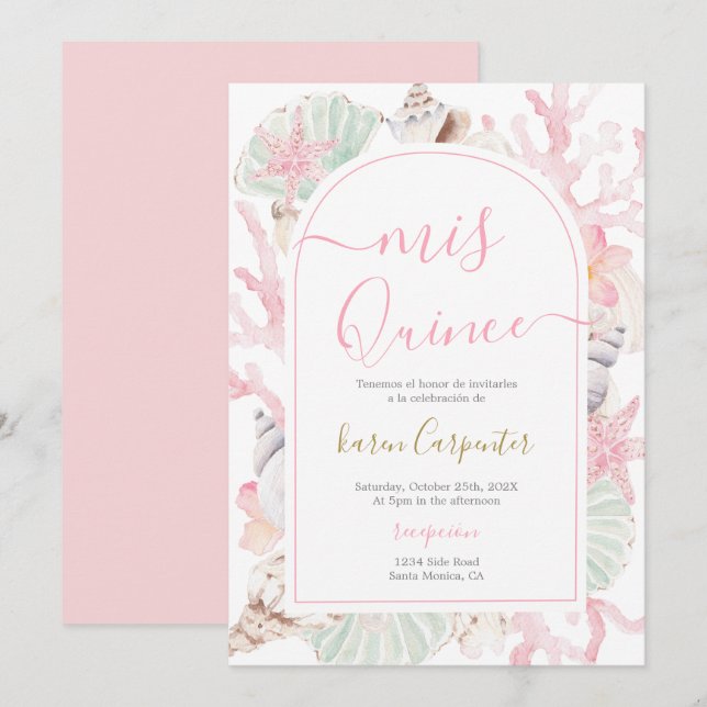 Beach Quinceanera Invitation Einladung (Vorne/Hinten)