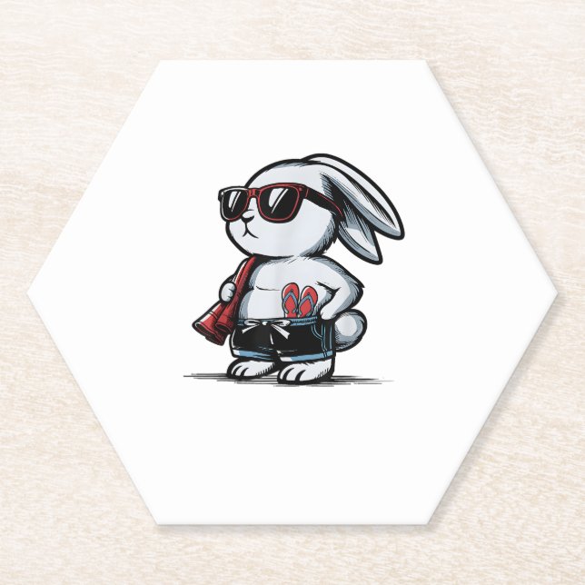 Beach Rabbit Bunny Beach Goer Summer Untersetzer (Vorderseite)
