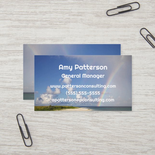 Beach Rainbow Foto Business Cards Visitenkarte (Vorderseite/Rückseite Beispiel)