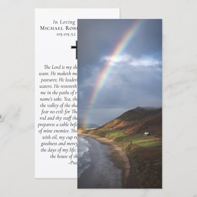 Beach Rainbow Foto Gebet-Gedenkstätte Lesezeichen (Vorne/Hinten)