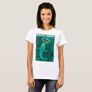 Beach Ready Vintage Meerjungfrau Frauen T - Shirt