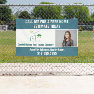 Beach Real Anwesen Company Marketing Coastal Blue Banner
