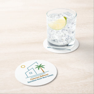 Beach Real Anwesen Company Niedlich anpassbar Runder Pappuntersetzer