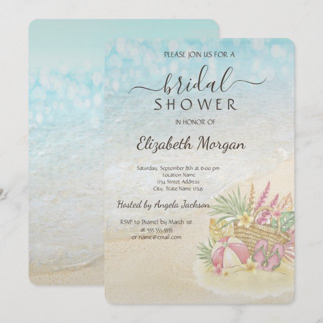 Beach Relax Brautparty Einladung (Vorne/Hinten)