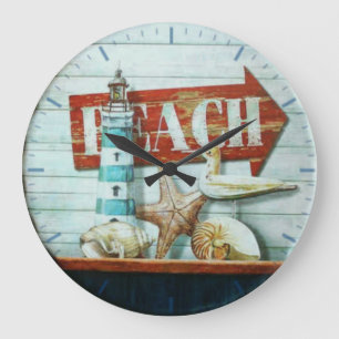 Beach Retro Große Wanduhr