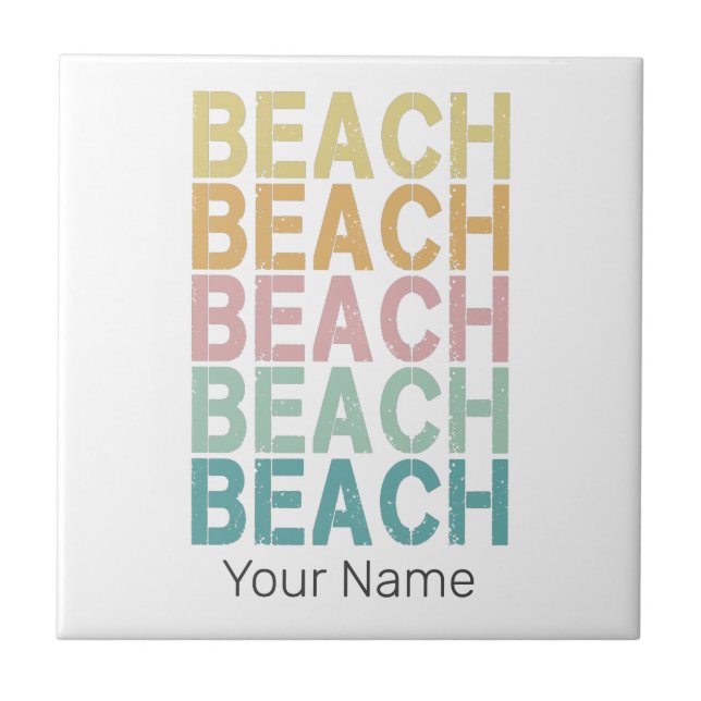 Beach Retro Letting Vintag Holiday Summer Fliese (Vorderseite)