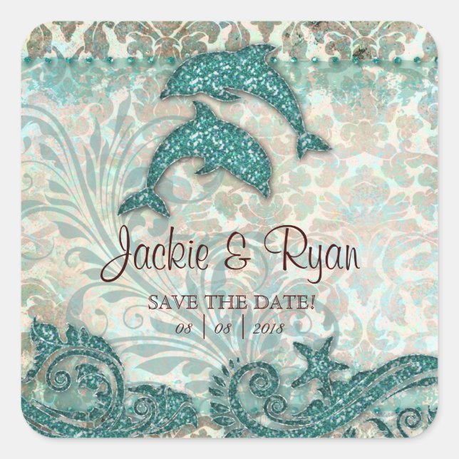 Beach Rett Date Wedding Stickers Delphine (Vorderseite)